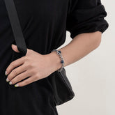 Stainless Steel Opal Ball Charm Cable Chain Bracelet